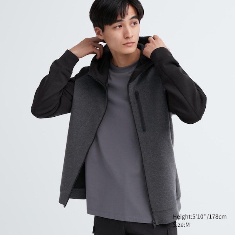 Uniqlo Dry Stretch Sweat Full-Zip Muške Majica s Kapuljačom Tamno Sive | 0128-WRBIG