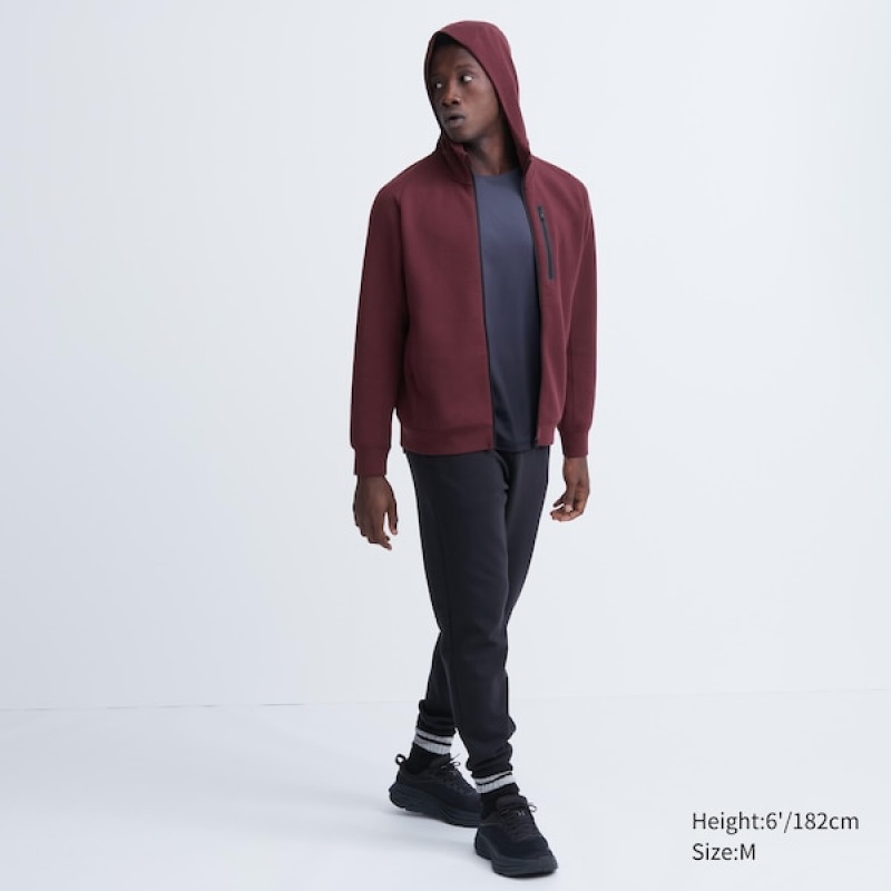 Uniqlo Dry Stretch Sweat Long-Sleeve Full-Zip Muške Majica s Kapuljačom Bordo | 2196-JPERS