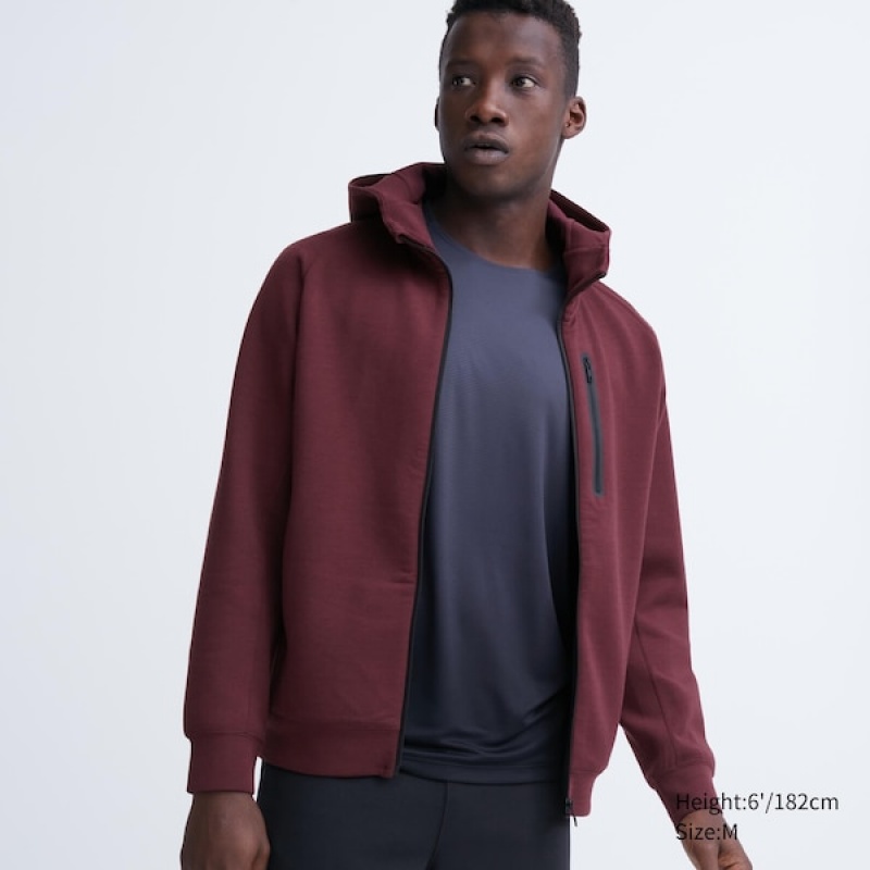 Uniqlo Dry Stretch Sweat Long-Sleeve Full-Zip Muške Majica s Kapuljačom Bordo | 2196-JPERS