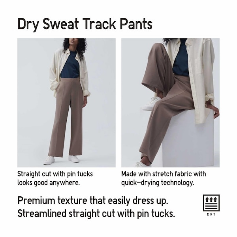 Uniqlo Dry Sweat Track Ženske Hlače Bež | 0523-EPVUN
