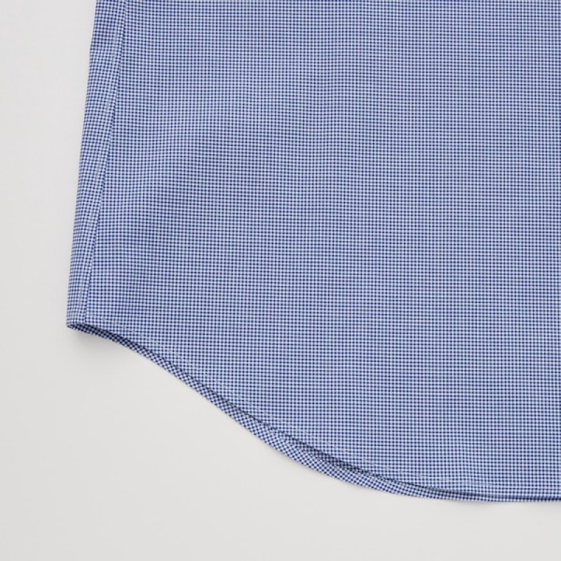 Uniqlo Easy Care Checked Stretch Slim-Fit Long-Sleeve Muške Košulje Plave | 9481-SODGA