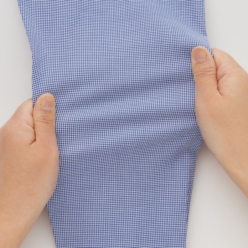 Uniqlo Easy Care Checked Stretch Slim-Fit Long-Sleeve Muške Košulje Plave | 9481-SODGA