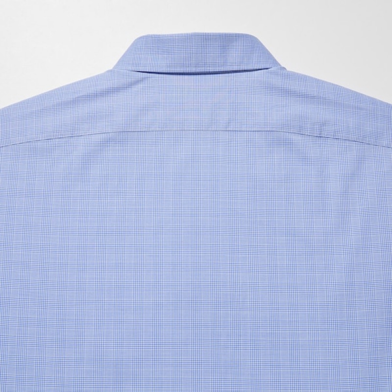Uniqlo Easy Care Checked Stretch Slim-Fit Long-Sleeve Muške Košulje Plave | 5849-XEGFY