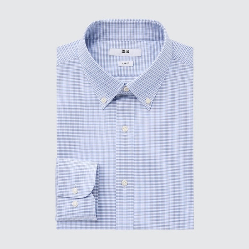 Uniqlo Easy Care Checked Stretch Slim-Fit Long-Sleeve Muške Košulje Ljubičaste | 5367-KJGDI
