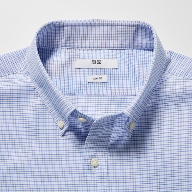 Uniqlo Easy Care Checked Stretch Slim-Fit Long-Sleeve Muške Košulje Ljubičaste | 5367-KJGDI