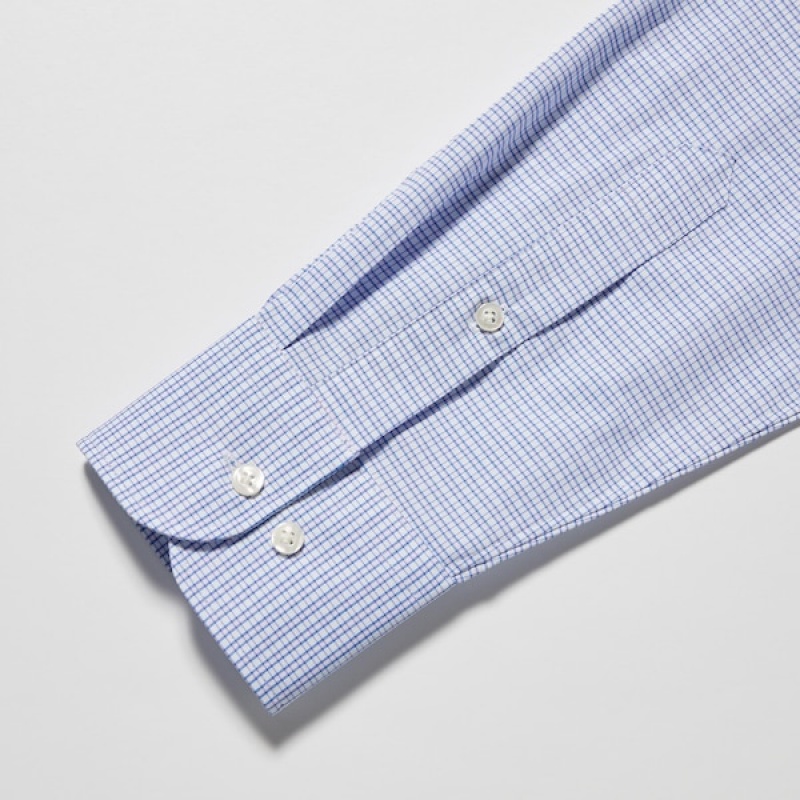 Uniqlo Easy Care Checked Stretch Slim-Fit Long-Sleeve Muške Košulje Ljubičaste | 5367-KJGDI