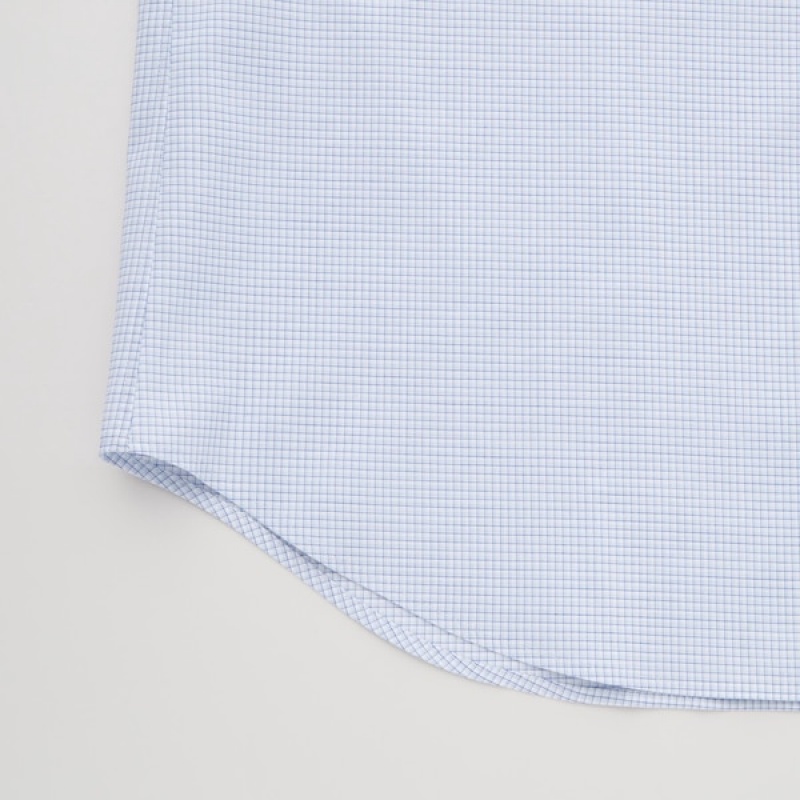 Uniqlo Easy Care Checked Stretch Slim-Fit Long-Sleeve Muške Košulje Plave | 8305-YSLJH