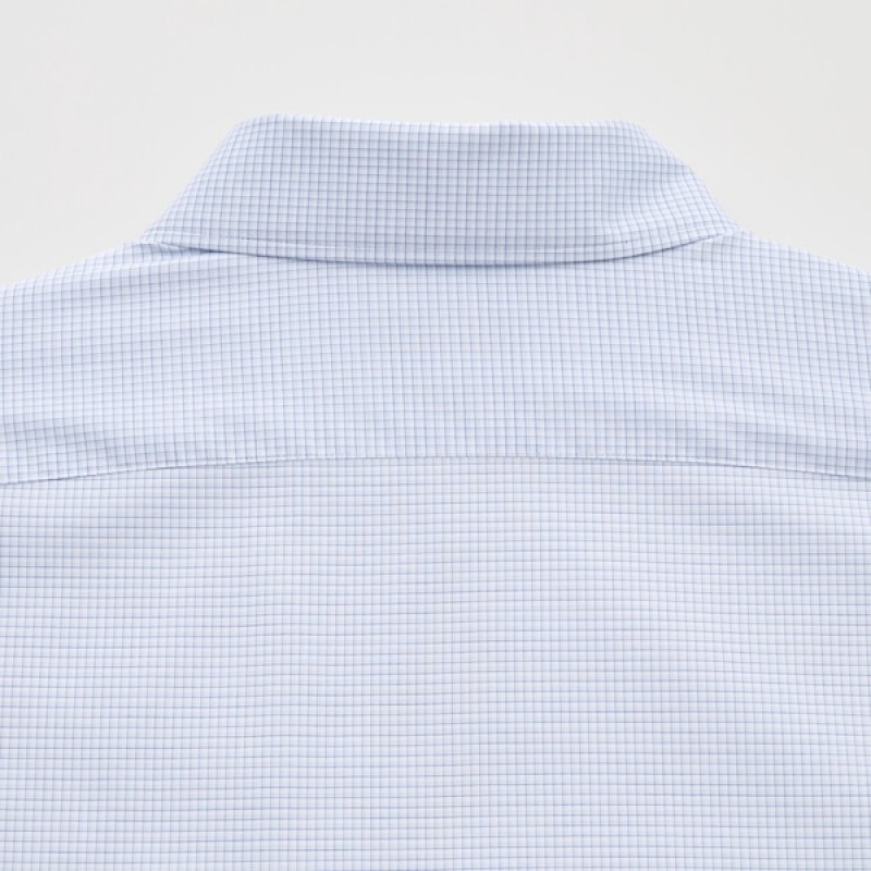 Uniqlo Easy Care Checked Stretch Slim-Fit Long-Sleeve Muške Košulje Plave | 8305-YSLJH