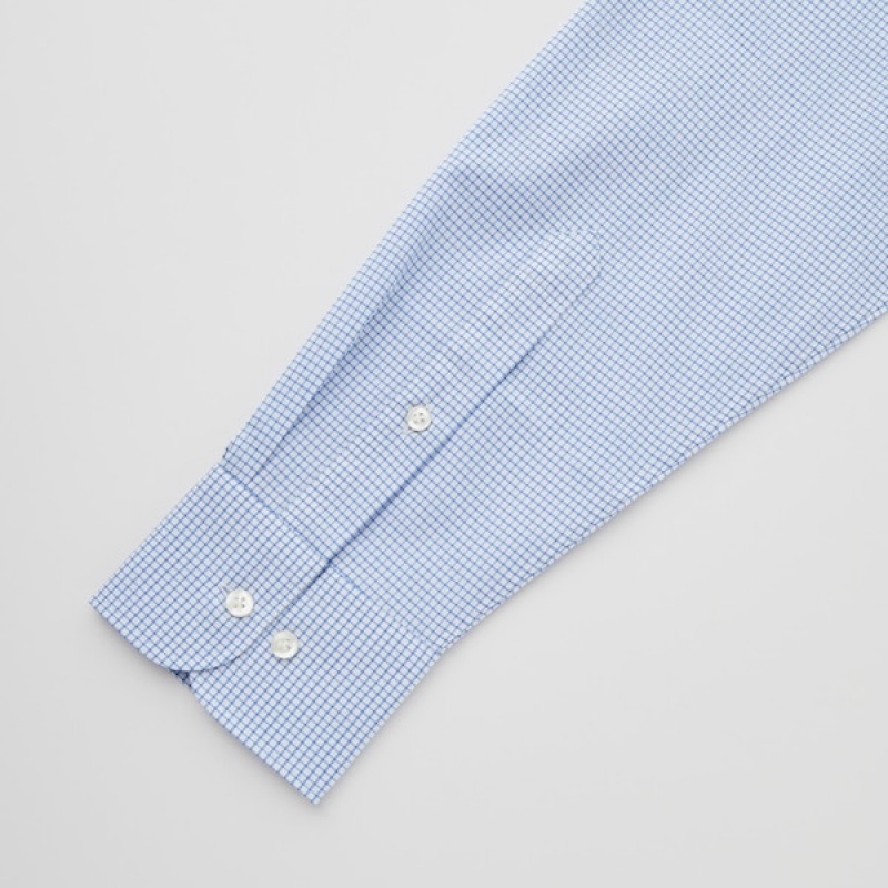 Uniqlo Easy Care Checked Stretch Slim-Fit Long-Sleeve Muške Košulje Plave | 9760-UMDAW