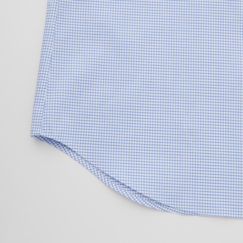 Uniqlo Easy Care Checked Stretch Slim-Fit Long-Sleeve Muške Košulje Plave | 9760-UMDAW