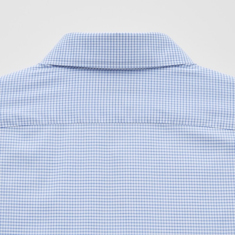 Uniqlo Easy Care Checked Stretch Slim-Fit Long-Sleeve Muške Košulje Plave | 9760-UMDAW