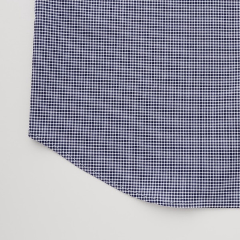 Uniqlo Easy Care Checked Stretch Slim-Fit Long-Sleeve Muške Košulje Tamnoplave | 8436-UCAWL