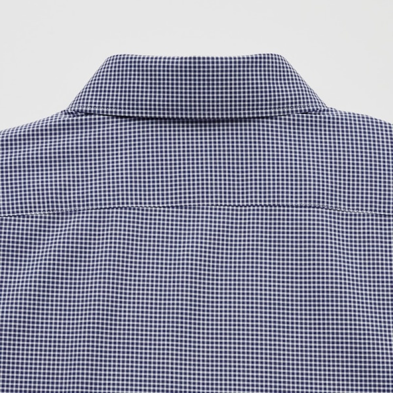 Uniqlo Easy Care Checked Stretch Slim-Fit Long-Sleeve Muške Košulje Tamnoplave | 8436-UCAWL
