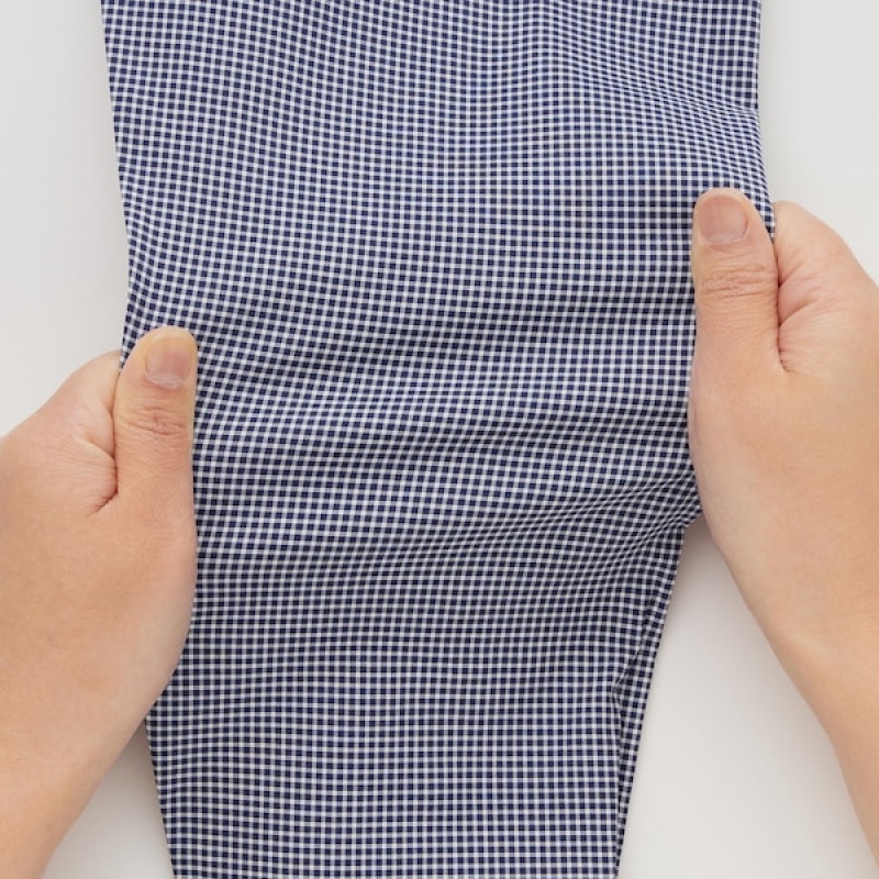 Uniqlo Easy Care Checked Stretch Slim-Fit Long-Sleeve Muške Košulje Tamnoplave | 8436-UCAWL