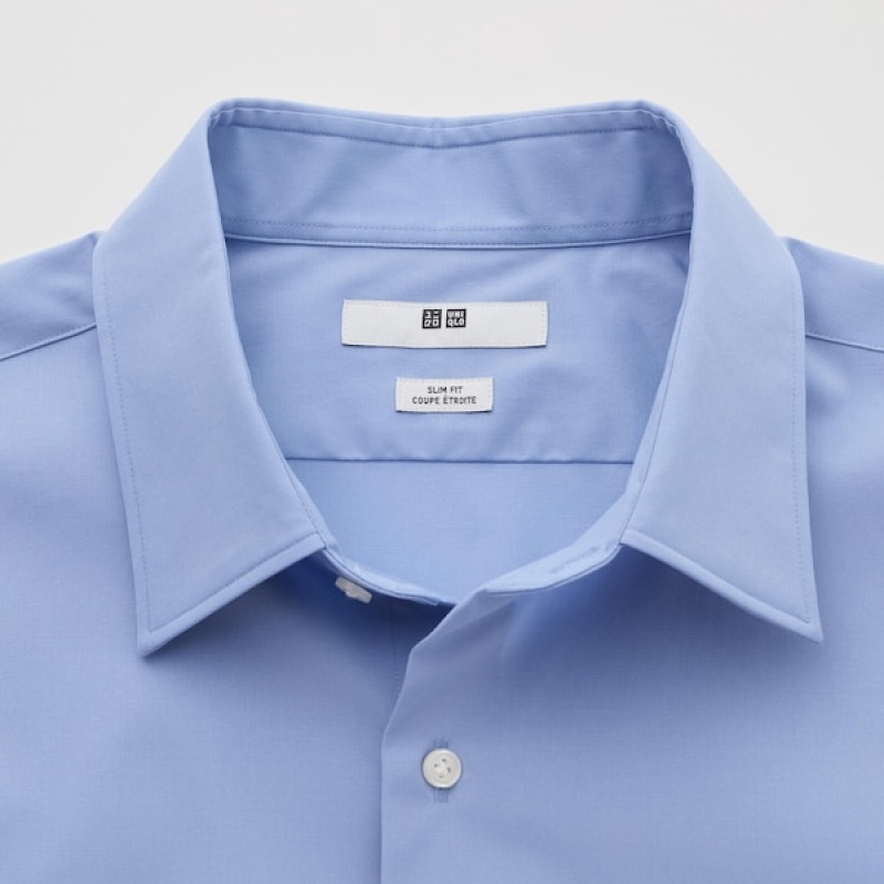Uniqlo Easy Care Stretch Slim Fit Long-Sleeve Muške Košulje Plave | 8012-VMNFT