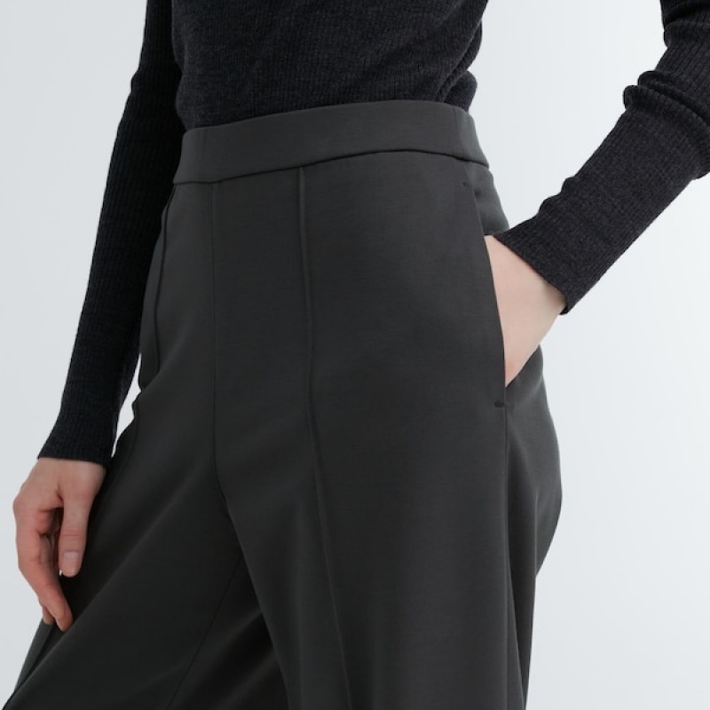 Uniqlo Easy Wide Ravno Ženske Hlače Tamno Sive | 2170-VCXQP