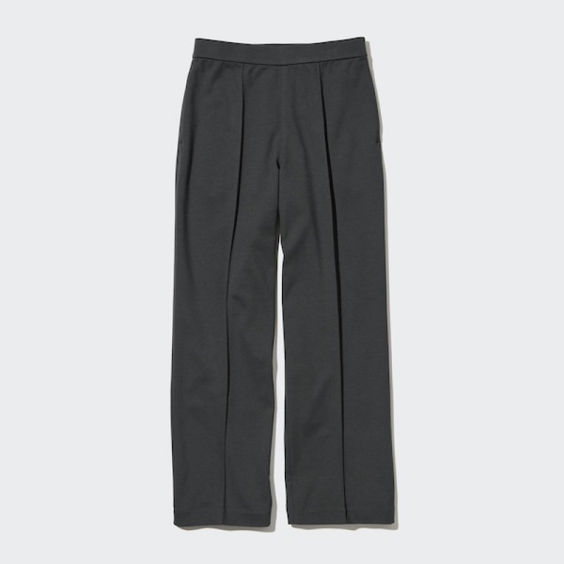 Uniqlo Easy Wide Ravno Ženske Hlače Tamno Sive | 2170-VCXQP