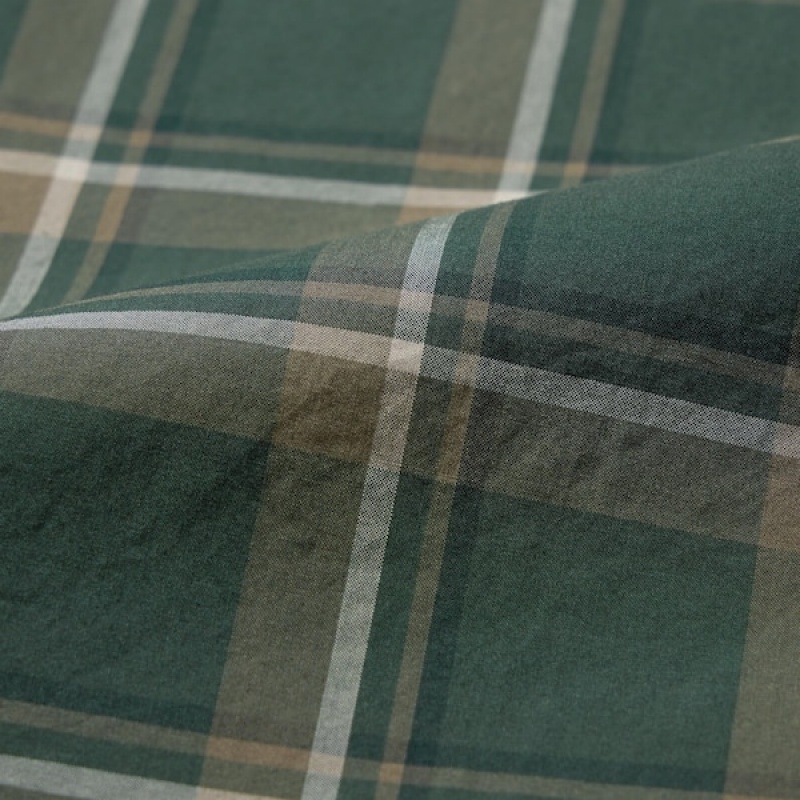 Uniqlo Extra Fine Cotton Broadcloth Checked Long-Sleeve Ženske Košulje Maslinasto Zelene | 6029-JQRWI
