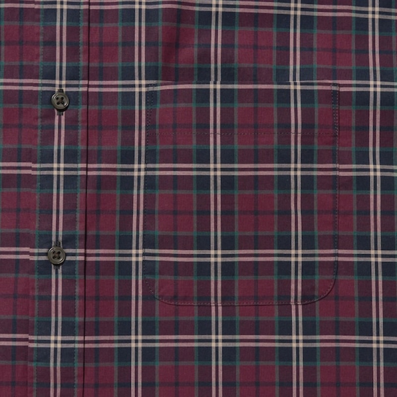 Uniqlo Extra Fine Cotton Broadcloth Checked Long-Sleeve Ženske Košulje Bordo | 0678-UGTAM