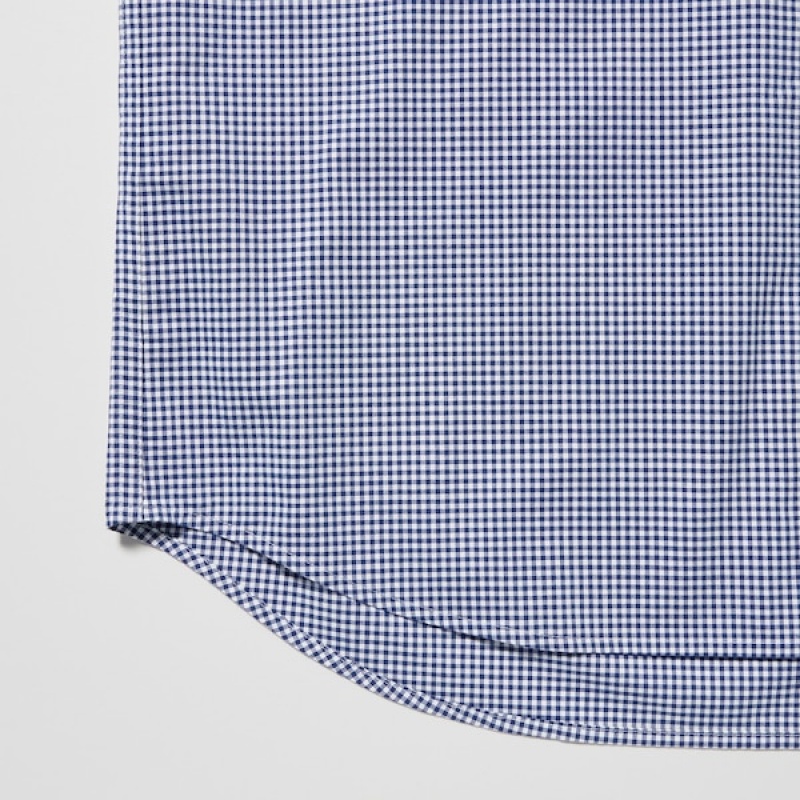 Uniqlo Extra Fine Cotton Broadcloth Checked Long-Sleeve Muške Košulje Plave | 0623-PVLSA