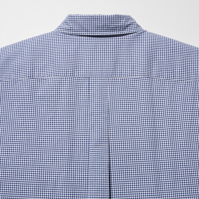 Uniqlo Extra Fine Cotton Broadcloth Checked Long-Sleeve Muške Košulje Plave | 0623-PVLSA