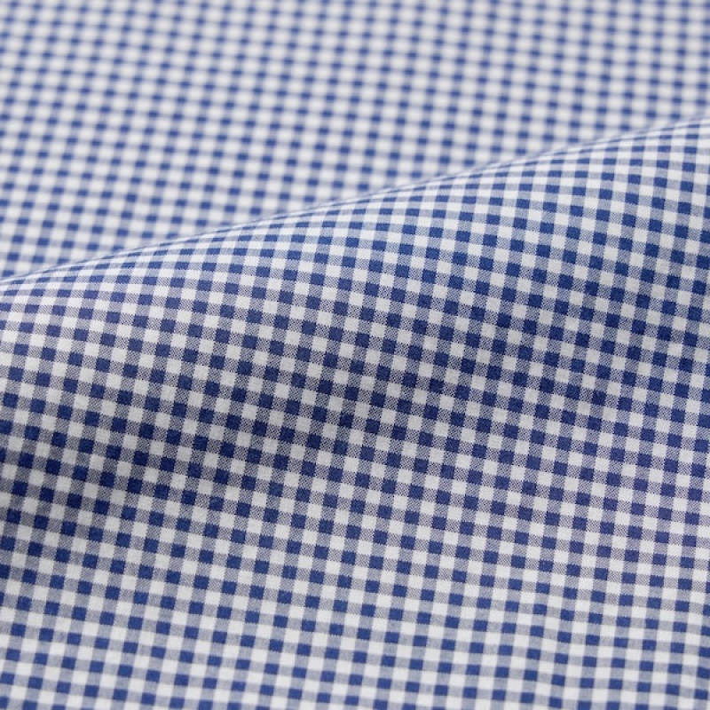 Uniqlo Extra Fine Cotton Broadcloth Checked Long-Sleeve Muške Košulje Plave | 0623-PVLSA