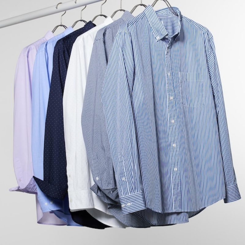 Uniqlo Extra Fine Cotton Broadcloth Checked Long-Sleeve Muške Košulje Plave | 0623-PVLSA