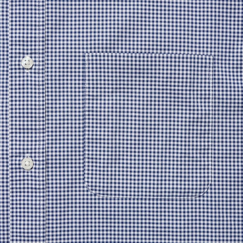 Uniqlo Extra Fine Cotton Broadcloth Checked Long-Sleeve Muške Košulje Plave | 0623-PVLSA