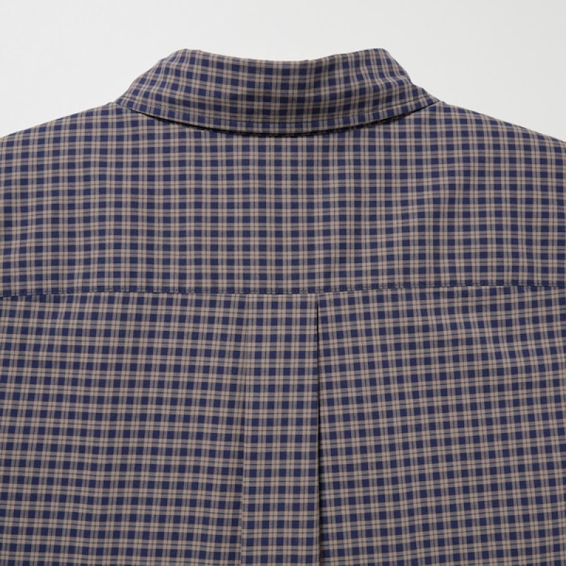 Uniqlo Extra Fine Cotton Broadcloth Checked Long-Sleeve Muške Košulje Smeđe | 9807-VLFPW