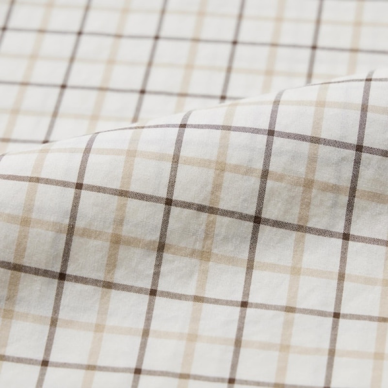 Uniqlo Extra Fine Cotton Broadcloth Checked Long-Sleeve Muške Košulje Bijele | 8172-TSVUK