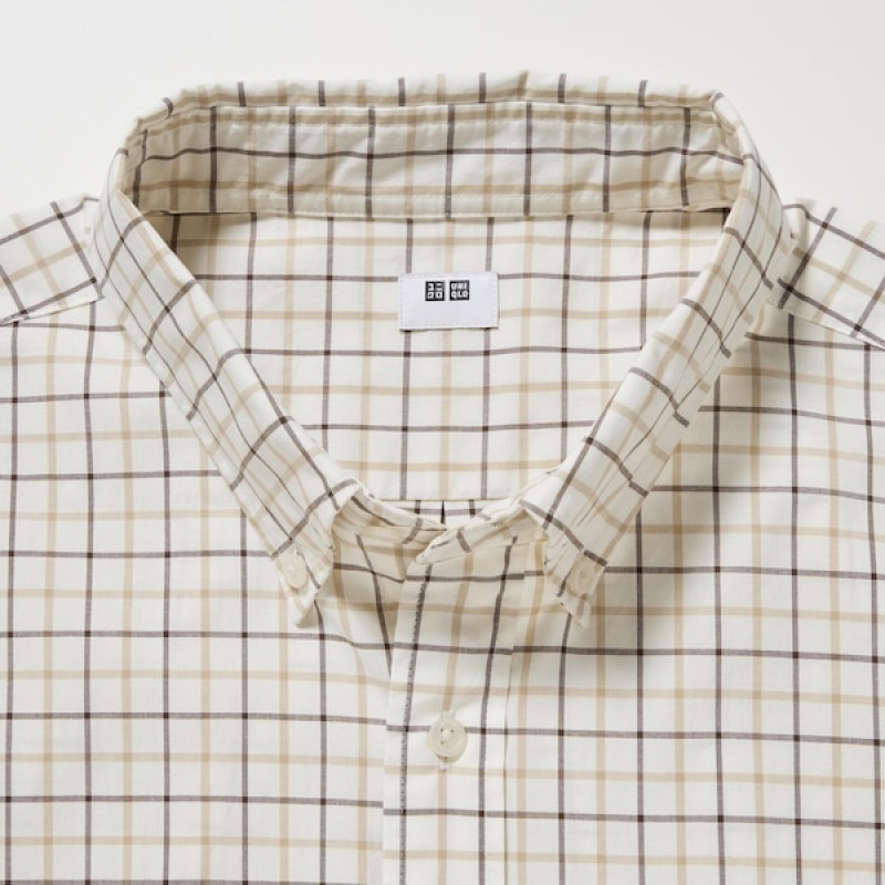 Uniqlo Extra Fine Cotton Broadcloth Checked Long-Sleeve Muške Košulje Bijele | 8172-TSVUK