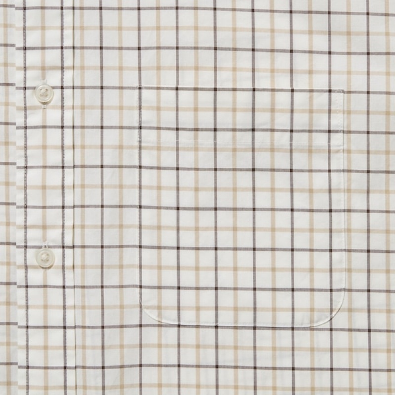 Uniqlo Extra Fine Cotton Broadcloth Checked Long-Sleeve Muške Košulje Bijele | 8172-TSVUK