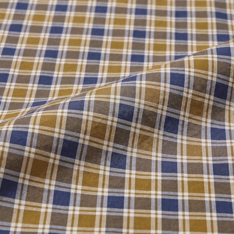 Uniqlo Extra Fine Cotton Broadcloth Checked Long-Sleeve Muške Košulje Žute | 4587-JDMBF