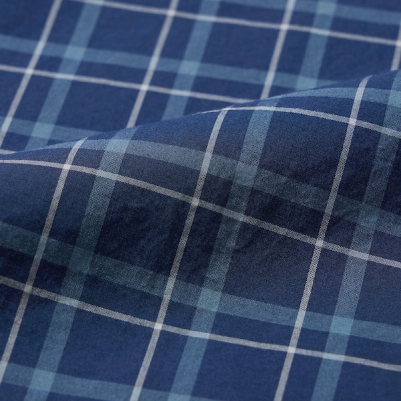 Uniqlo Extra Fine Cotton Broadcloth Checked Long-Sleeve Muške Košulje Plave | 2841-EFZGH