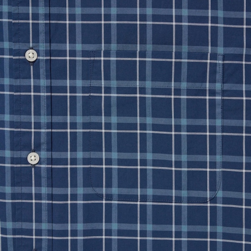 Uniqlo Extra Fine Cotton Broadcloth Checked Long-Sleeve Muške Košulje Plave | 2841-EFZGH