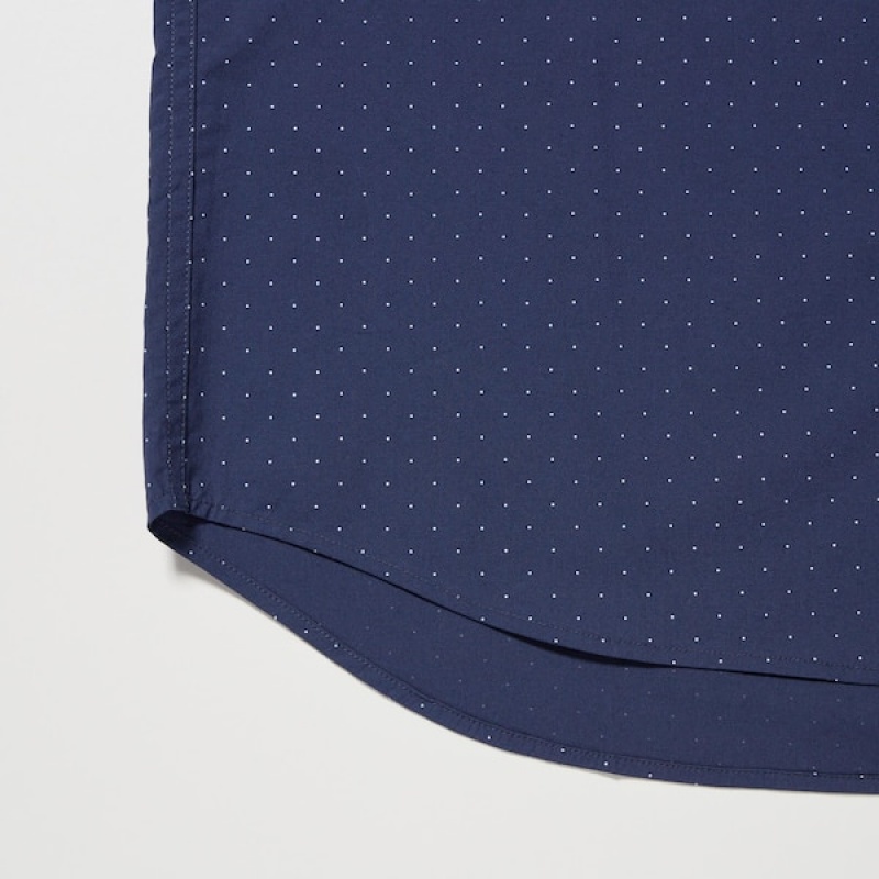 Uniqlo Extra Fine Cotton Broadcloth Dotted Long-Sleeve Muške Košulje Plave | 7498-UBFIZ