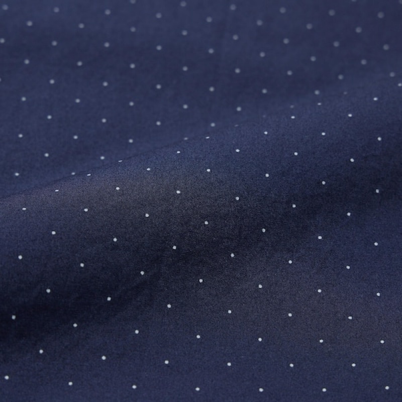 Uniqlo Extra Fine Cotton Broadcloth Dotted Long-Sleeve Muške Košulje Plave | 7498-UBFIZ