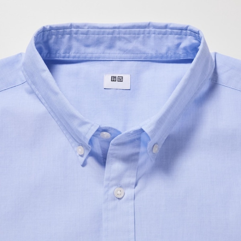 Uniqlo Extra Fine Cotton Broadcloth Long-Sleeve Muške Košulje Plave | 8714-OIDCN