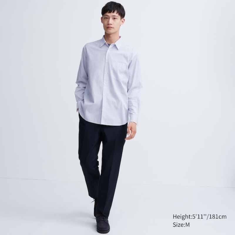 Uniqlo Extra Fine Cotton Broadcloth Long-Sleeve Muške Košulje Bijele | 1579-DGPCT