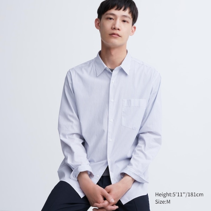 Uniqlo Extra Fine Cotton Broadcloth Long-Sleeve Muške Košulje Bijele | 1579-DGPCT