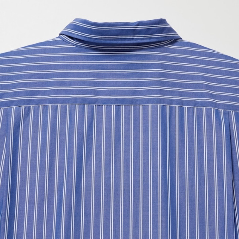 Uniqlo Extra Fine Cotton Broadcloth Long-Sleeve Muške Košulje Plave | 8574-VTJUE