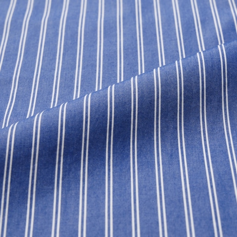 Uniqlo Extra Fine Cotton Broadcloth Long-Sleeve Muške Košulje Plave | 8574-VTJUE