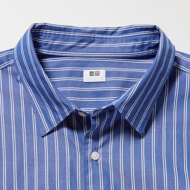 Uniqlo Extra Fine Cotton Broadcloth Long-Sleeve Muške Košulje Plave | 8574-VTJUE