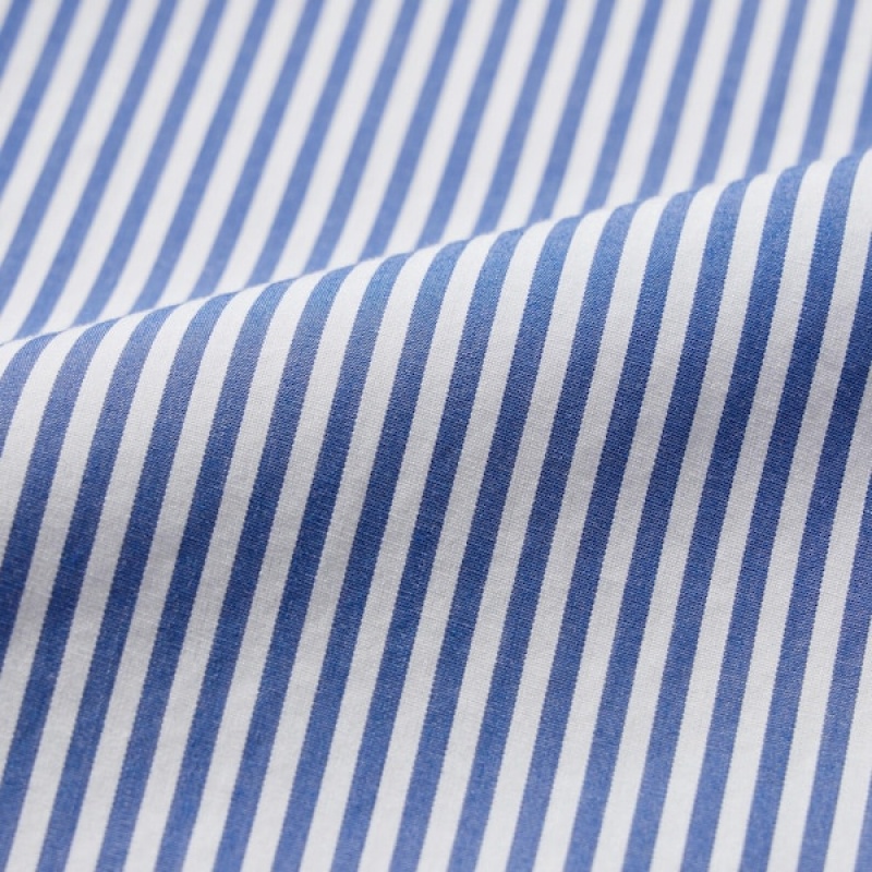 Uniqlo Extra Fine Cotton Broadcloth Prugasta Long-Sleeve Muške Košulje Plave | 3982-SCWQR