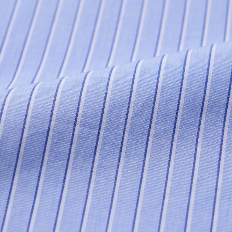 Uniqlo Extra Fine Cotton Broadcloth Prugasta Long-Sleeve Muške Košulje Plave | 2815-NKRVE