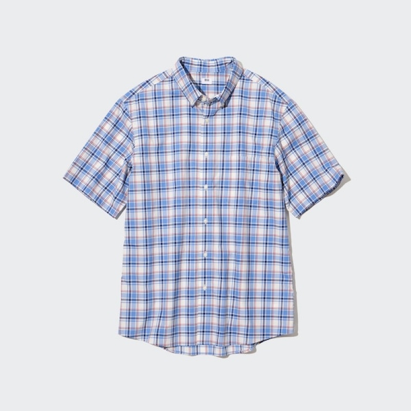 Uniqlo Extra Fine Cotton Short-Sleeve Muške Košulje Plave | 3708-NWYHA