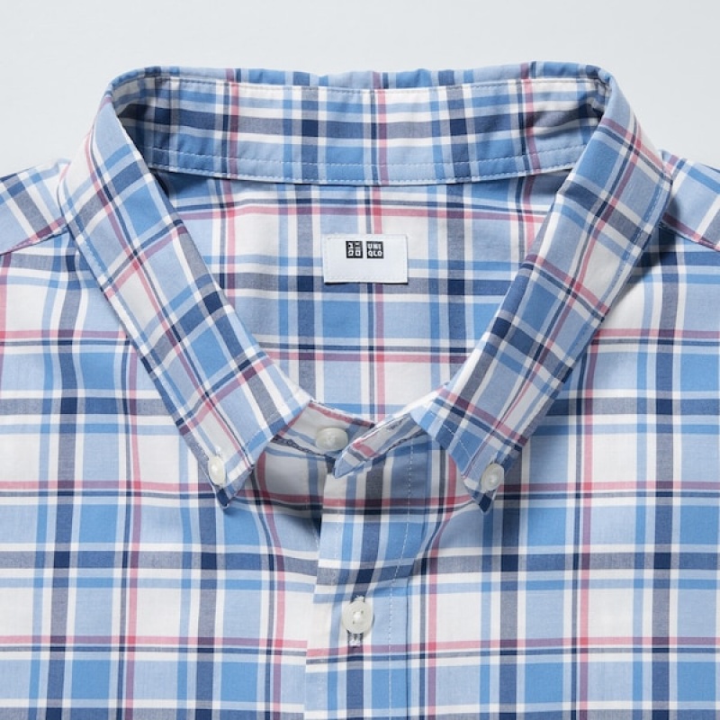 Uniqlo Extra Fine Cotton Short-Sleeve Muške Košulje Plave | 3708-NWYHA
