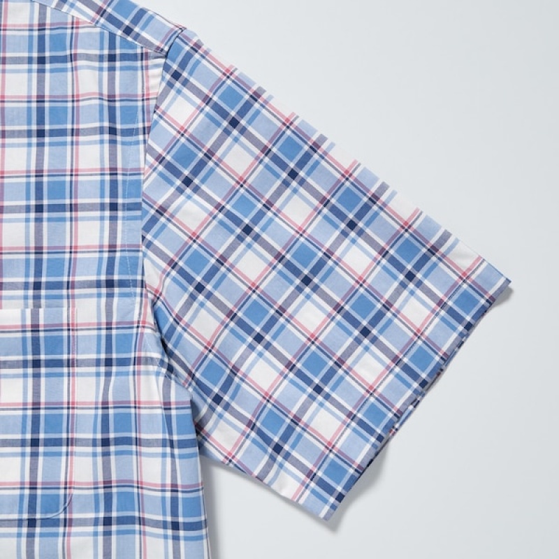 Uniqlo Extra Fine Cotton Short-Sleeve Muške Košulje Plave | 3708-NWYHA