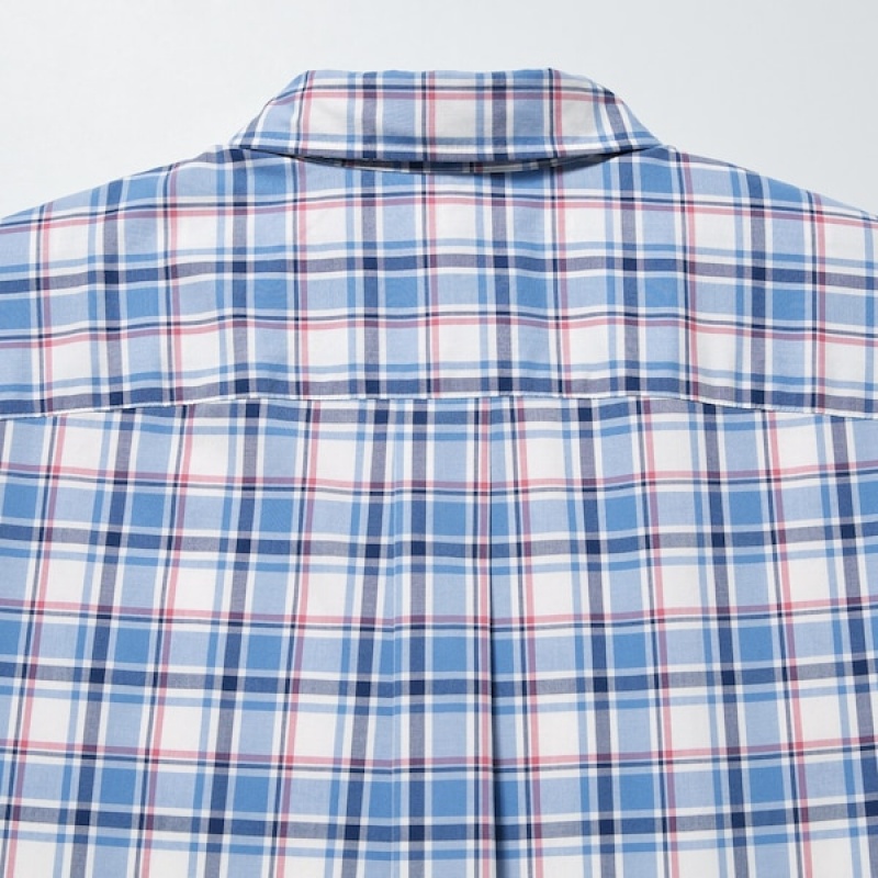 Uniqlo Extra Fine Cotton Short-Sleeve Muške Košulje Plave | 3708-NWYHA