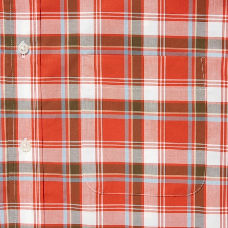 Uniqlo Extra Fine Cotton Short-Sleeve Muške Košulje Narančaste | 0946-DTQEU